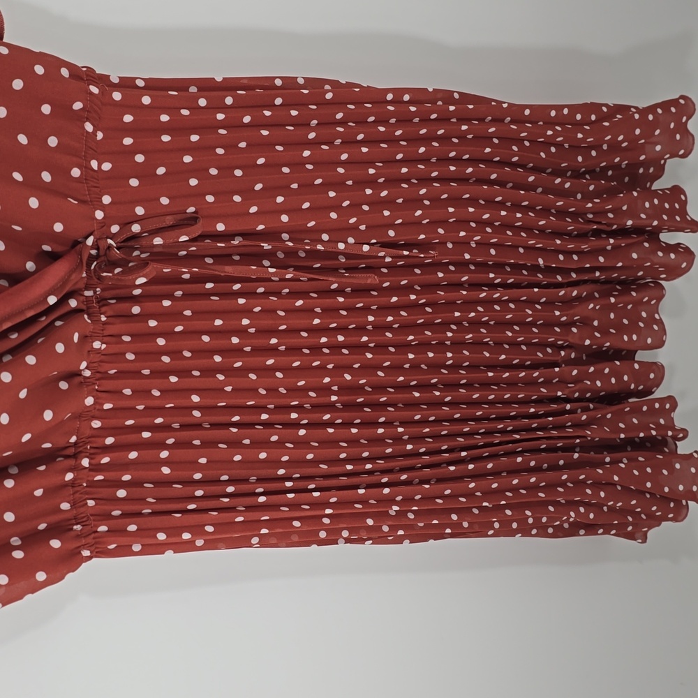 {Indigo Rose} Polka Dot Pleated Dress - Size MEDIUM - Picture 7 of 16